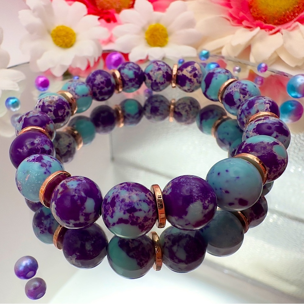 🌈 Natural Sea Sediment Imperial Jasper Bracelet